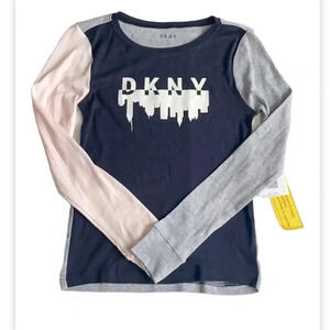 DKNY New York City long sleeved t-shirt Sparkle logo Girl’s size  12 NWT